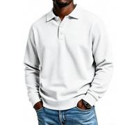 Men's Waffle Knit for polo Shirt Long Sleeve Solid Color Casual Button Down | Polyester Fabric, Solid Color, Regular Fit, Medium Stretch, Summer Beach Vacation Cycling Yoga