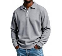 Men's Waffle Knit for polo Shirt Long Sleeve Solid Color Casual Button Down | Polyester Fabric, Solid Color, Regular Fit, Medium Stretch, Summer Beach Vacation Cycling Yoga
