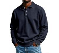 Men's Waffle Knit for polo Shirt Long Sleeve Solid Color Casual Button Down | Polyester Fabric, Solid Color, Regular Fit, Medium Stretch, Summer Beach Vacation Cycling Yoga