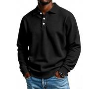 Men's Waffle Knit for polo Shirt Long Sleeve Solid Color Casual Button Down | Polyester Fabric, Solid Color, Regular Fit, Medium Stretch, Summer Beach Vacation Cycling Yoga