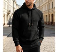 Men's Waffle Knit Hooded Sweatshirt Solid Color Long Sleeve Casual | Loose for Fit Pullover Top For Vacation Beach Cycling Yoga Summer Wear Regular Length Polyester Fabric, Men