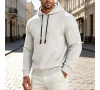 Men's Waffle Knit Hooded Sweatshirt Solid Color Long Sleeve Casual | Loose for Fit Pullover Top For Vacation Beach Cycling Yoga Summer Wear Regular Length Polyester Fabric, Men