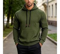 Men's Waffle Knit Hooded Sweatshirt Solid Color Long Sleeve Casual | Loose for Fit Pullover Top For Vacation Beach Cycling Yoga Summer Wear Regular Length Polyester Fabric, Men