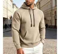 Men's Waffle Knit Hooded Sweatshirt Solid Color Long Sleeve Casual | Loose for Fit Pullover Top For Vacation Beach Cycling Yoga Summer Wear Regular Length Polyester Fabric, Men