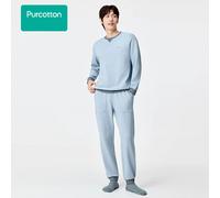 Men's Waffle Knit Loungewear Set,Aurora Blue,Top: UK 38 (M); Bottom: UK 33 (M)