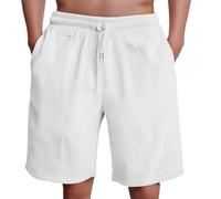 Mens Waffle Knit Shorts Mens Lounge Shorts Breathable Textured Short Knit Walking Short Summer Beach Trunks Solid Color Vacation Trunks Stretch Fit Sleepwear Trunk Elasticated Waist Sports Trunk
