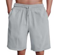 Mens Waffle Knit Shorts Mens Lounge Shorts Breathable Textured Short Knit Walking Short Summer Beach Trunks Solid Color Vacation Trunks Stretch Fit Sleepwear Trunk Elasticated Waist Sports Trunk