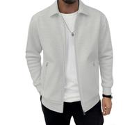 Men's Waffle Knit Zip Jacket Solid Color Casual Summer Beach Vacation | Polyester Fabric, Medium Stretch, Regular for Fit, Ideal For Beach, Cycling, Yoga, Vacation