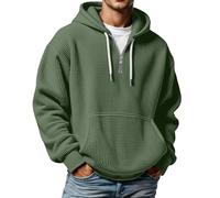 Men's Waffle Pattern Cool Hoodies Trendy with Hood Zipper Hooded Tops Funny Y2K Sweatshirts Pullover Workou Aesthetic Comfort College Fashion Vintage Mens Essential Hoodies Army Green