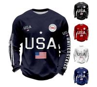 Mens Waffle Sweatshirts, Pullover Sweatshirts For Men American 250Th Anniversary Sweatshirts Without Hooded With Usa Flag Sweatshirt Long Sleeve Pullover Tops Plus Size Novelty Hoodies