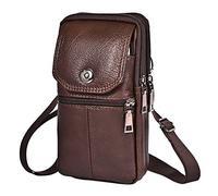 Men's Waist Bag Mobile Phone Bag Buckle Leather Outdoor Sports Shoulder Bag Purse Crossbody Bag Small Elephant Wallet (B, A)