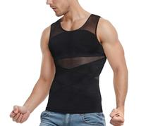 Men's Waist Training Vest with Breathable Mesh Fabric, Adjustable Back Support Belt for Belly Fat Control and Posture Correction, Lightweight Shapewear Top for Fitness Gym Workout and Daily Wear,