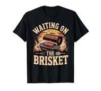 Men's Waiting On The Brisket BBQ Pitmaster Smoker Barbecue Value Graphic T-Shirt