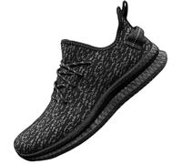 Men's Walking and Running Shoes - Lightweight Breathable Mesh Sneakers for Men, Slip-On Design, Available in Sizes 7.5-18, All Black, 15