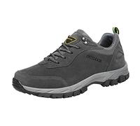 Mens Walking Hiking Trainers Leather Slip On Shoes Non Slip Waterproof Running Trainers With Arch Support Ligthweight Comfortable Trail Gym Sports Sneakers Lace-Up Anti Slip Outdoor Walking Shoes