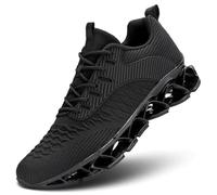 Mens Walking Shoes Lace up Blade Running Tennis Casual Fashion Sneakers Comfortable Non Slip Work Sport Athletic Trainers, Z60 Black, 6 UK