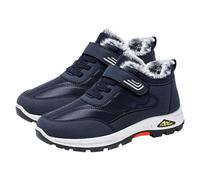Mens Walking Shoes Lace Up Fleece Lined Warm Hiking Shoes With Arch Suppor
