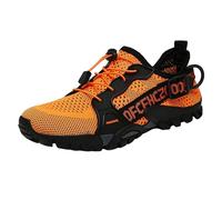 Mens Walking Shoes Lace-up Non-Slip Travelling Mountain Climbing Trekking Hiking Boots Breathable Arch Support Mesh Trainers Outdoor Stable Backpacking Camping Sneakers Low Rise Footwear (Orange, 43)