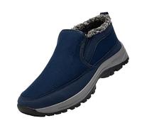 Mens Walking Shoes Winter Men's Middle and Elderly Father Padded Thickened Warm Non Slip Elderly Old Man Grandfather Cotton (Blue, 8.5)