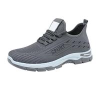 Men's Walking Shoes with Cushioning Lightweight Summer Trainers Men's Trainers Breathable Mesh Running Shoes Breathable Non-Slip Casual Shoes with Laces Slip On Slip-On Shoes Single Shoes, gray, 7 UK