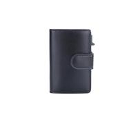 Men's Wallet Card Holder Portable Money Storage Organizer,Black | PU leather,push-button card slide,holds credit/ID/business cards,fits pockets,smooth finish,durable stitching