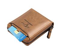 Men's Wallet Clutch - Authentic Leather Money Case with Zip Around Contactless Shield Design, Extended Slot System | Credit Report Holder for Gentlemen Lifestyle, Compact, khaki, see description, See