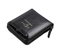 Men's Wallet Clutch - Authentic Leather Money Case with Zip Around Contactless Shield Design, Extended Slot System | Credit Report Holder for Gentlemen Lifestyle, Compact, black, see description, See