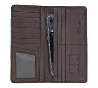 Mens Wallet, Leather Wallet, Long, Cards,14 Card Slots, 2 compartments for Bills and Cash, Mobile Phone, SIM Card Pockets, Hand Carry or Coat Pocket, Full Grain Real Leather (Dark Brown)