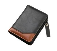 Men's Wallet Men's PU Leather Short Wallet with Zipper Coin Pocket Vintage Big Capacity Male Short Money Purse Card Holder for Outdoor(Black)