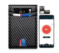 Mens Wallet Tracker Work for Anroid Device, Smart Wallet for Men with Money Clip (Carbon Black & Black)