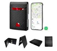 Mens Wallet Tracker Work for Apple Find My (Ios Only) App, Smart Wallet for Men with Money Clip Bifold Credit Card Holder With Gift Box Rechargeable Battery. (Not For Android)
