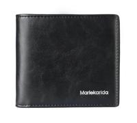 Men's wallet, vintage cowhide, large capacity, multiple card slots, short double fold style, open and closed, RFID shielded credit card holder, can hold documents, etc, Black, Retro Style