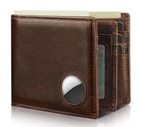 Mens Wallet With AirTag Holder, Bifold Leather RFID Blocking 1-2 ID Windows 12-13 Card Holders, Gift Box and Screen Protector Included, AirTag Not Included, Dark Brown, 0.6 x 4.33 x 3.54 inches