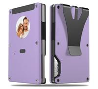 Men's Wallet With Colorful E-ink Screen, Eink Wallets Customizable Upload Pictures, Information etc. Minimalist Card Holder For 12 Credit Cards is Best Holiday Gift Wallet. (Macaron purple), Macaron