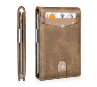 Mens Wallets Slim RFID Blocking Card Holder with Up to 12 Credit Card Wallet, Money Clip Bifold Leather Wallet with ID Window, Perfect Wallets for Men UK with Gift Box