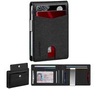 Mens Wallets Slim RFID Blocking Coin Pocket with Up to 12 Credit Card Holder Wallet, Money Clip Bifold Leather Wallet with ID Window, Perfect Wallets for Men UK with Gift Box