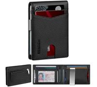 Mens Wallets Slim RFID Blocking Zipper Pocket Bifold Leather Wallet with Up to 12 Credit Card Holder, Money Clip, ID Window, Perfect for Men UK with Gift Box