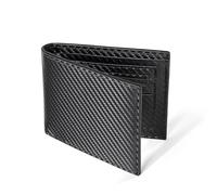 Mens Wallets with RFID Blocking Carbon, Wallets for Men UK, Slim Money Clip, Bifold Wallet with Zip Coin, ID Windows, 2 Banknote Compartments, Gifts Men- Black