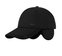 Men's Warm Baseball Cap With Ear Flaps - Trapper Trooper Bomber Hat for Hunting - Foldable Earflaps Earmuffs - Fashion Diamond Design - Outdoor Sport With Soft Fleece Lining - Black
