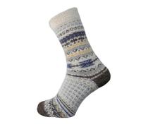 Men's Warm Cream and Brown Patterned Socks - Thick, Soft, Breathable Winter Socks for Hiking, Walking, and Outdoor Boots - Ultimate Comfort! 7-11 UK