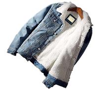 Men'S Warm Denim Jacket - Men Jean Coat Trendy Warm Fleece Thick Ctooling Owboy Top Winter Fashion Mens Outwear Outwear Male Cowboy Plus Size 6Xl,Blue,3Xl