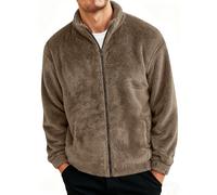 Mens Warm Fall Jackets Soft Double Sided Sherpa Fleece Jacket Thermal Comfy Full Zip Outdoor Windbreakers Warm Hiking Camping Hunting Thick Stand Collar Windproof Winter Jackets for Men