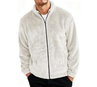 Mens Warm Fall Jackets Soft Double Sided Sherpa Fleece Jacket Thermal Comfy Full Zip Outdoor Windbreakers Warm Hiking Camping Hunting Thick Stand Collar Windproof Winter Jackets for Men