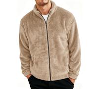 Mens Warm Fall Jackets Soft Double Sided Sherpa Fleece Jacket Thermal Comfy Full Zip Outdoor Windbreakers Warm Hiking Camping Hunting Thick Stand Collar Windproof Winter Jackets for Men