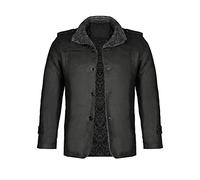 Mens Warm Sherpa Fleece Lined Jackets Casual Button Down Winter Outwears Stand Collar Windproof Pea Coat Dark Gray