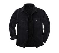 Men's Warm Sherpa Lined Fleece Plaid Flannel Shirt Jacket(All Sherpa Fleece Lined), Twill Black, 3XL