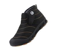 Men's Warm Snow Boots Lined Hiking Boots Without Laces Winter Boots Non-Slip Outdoor Boots High-Top Winter Shoes Plain Lightweight Sports Shoes, Black (black 1), 7 UK