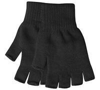 Men's Warm Thermal Knit Fingerless Winter Gloves (Black)
