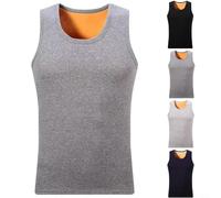 Men's Warm Thermal Sleeveless Vest Thickened Underwear Top Polyester Fabric for Casual and Homewear (XXL Dark Blue)