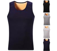 Men's Warm Thermal Sleeveless Vest Thickened Underwear Top Polyester Fabric for Casual and Homewear (XXL Light Grey)